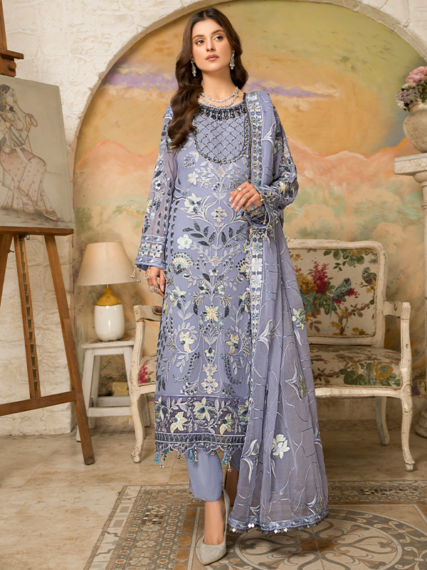 Shop Pakistani Embroidered Kameez Trousers Dupatta 2023 Nameera By Farooq 8451