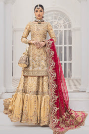 Pakistani Gold Wedding Dress in Gharara Style