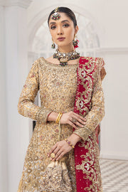 Pakistani Gold Wedding Dress in Kameez Gharara Style