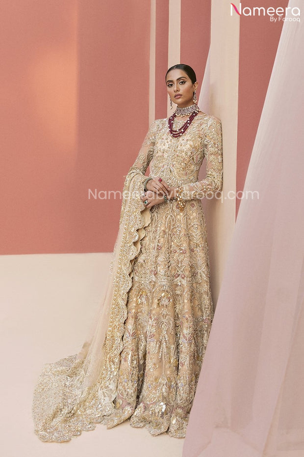 Pakistani Golden Bridal Lehenga 2022