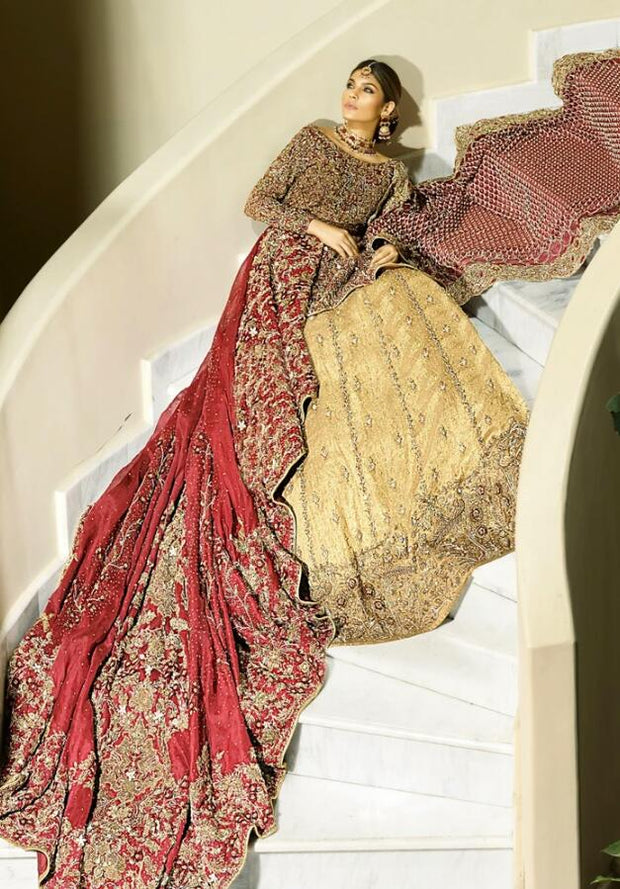 Pakistani Heavy Bridal Lehnga in Maroon Color #N7046