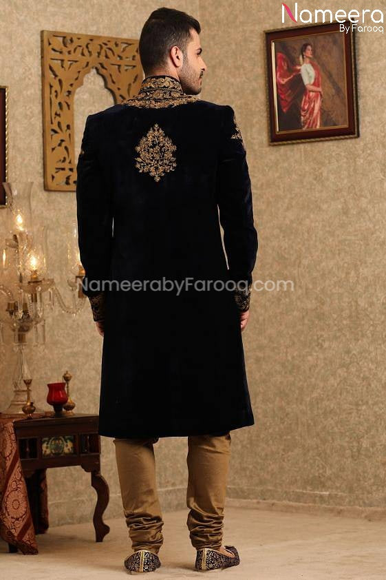 Pakistani Latest Sherwani Design for Groom 2021 Back Side View