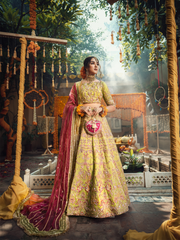 Pakistani Light Green Lehenga Choli Bridal Dress