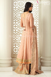 Pakistani Long Anarkali Dress With Sharara Online Backside