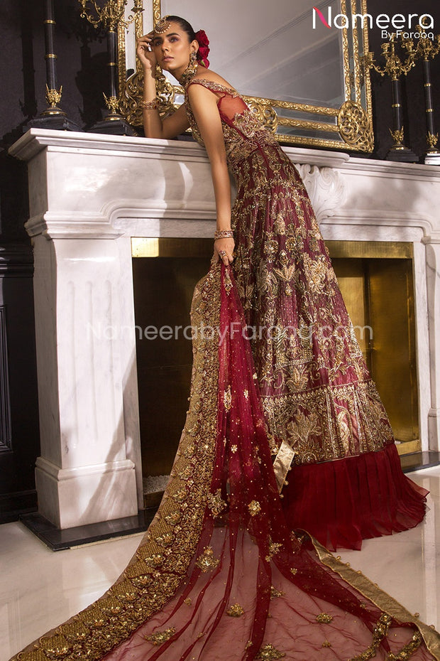 Pakistani Maroon Bridal Dress