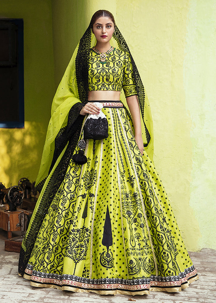 Neon green cheap lehenga