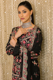 Pakistani Party Dress in Embroidered Chiffon Kameez and Trousers Style for Eid