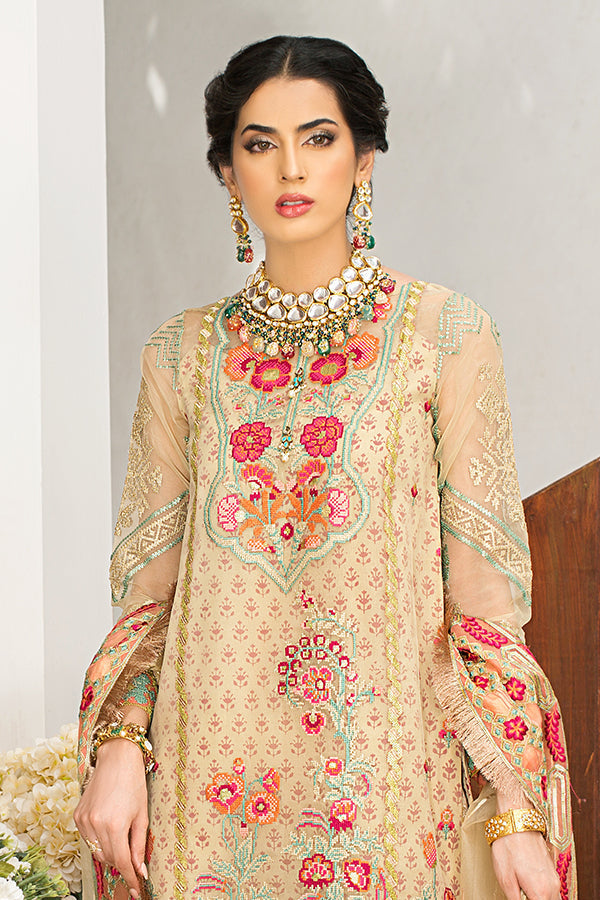 Pakistani Party Dress in Embroidered Organza Kameez Trousers and Dupatta Style for Eid Online