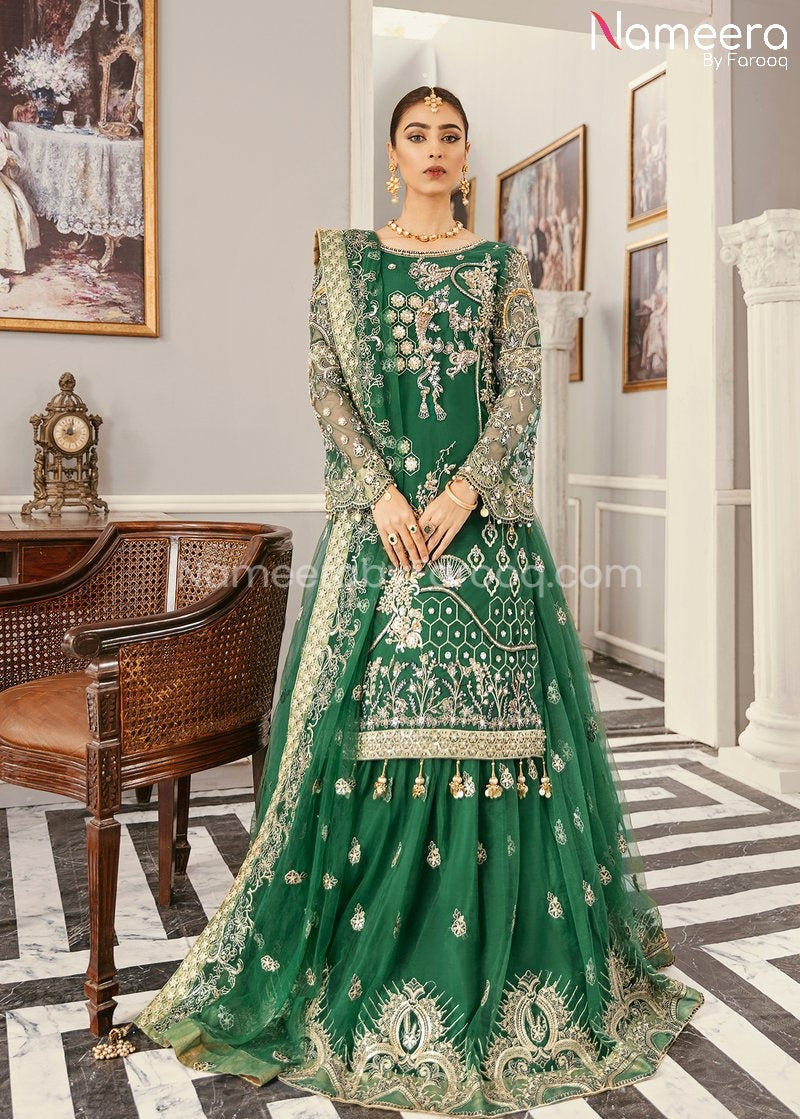 Buy Pakistani Party Wear Lehenga with Embroidery Online – Nameera by Farooq