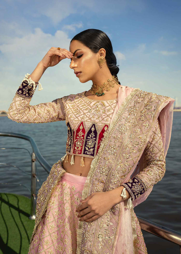 Pakistani Pastel Pink Lehenga Choli Bridal Dress Online