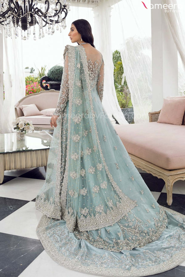 Pakistani Powder Blue Lehnga Choli Bridal Dress