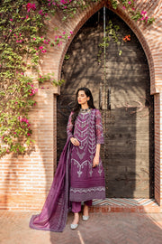 Pakistani Purple Dress in Gown Trouser Style for Eid