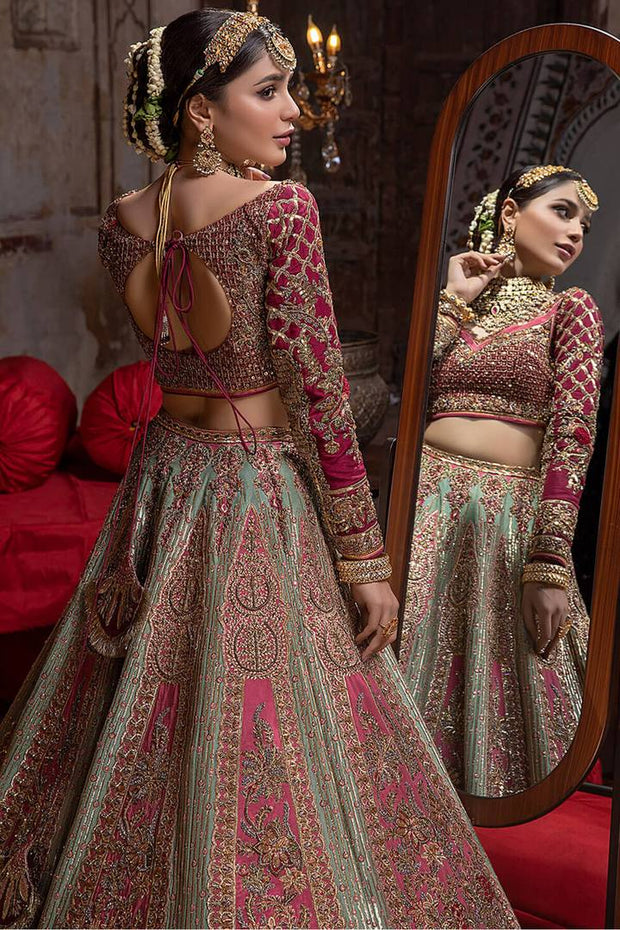 Pakistani Raw Silk Bridal Lehenga Choli Dress #BN1046 - LARGE