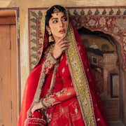 Pakistani Red Bridal Lehenga with Frock Dress Online