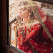 Pakistani Red Bridal Lehenga with Frock