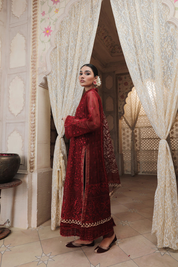 Pakistani Red Dress with Elegant Embroidery 2022