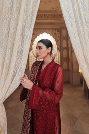 Pakistani Red Dress with Elegant Embroidery Latest