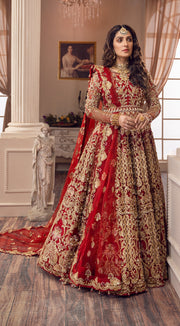 Pakistani Red Dulhan Lehenga Gown Bridal Attire