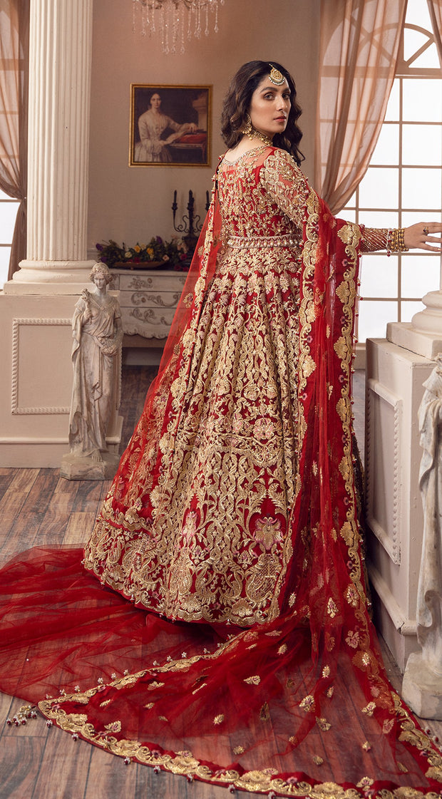 Pakistani Red Dulhan Lehenga Gown 