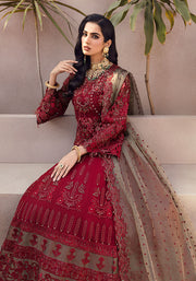 Pakistani Red Embroidered Lehenga with Kurti Wedding Party Dress