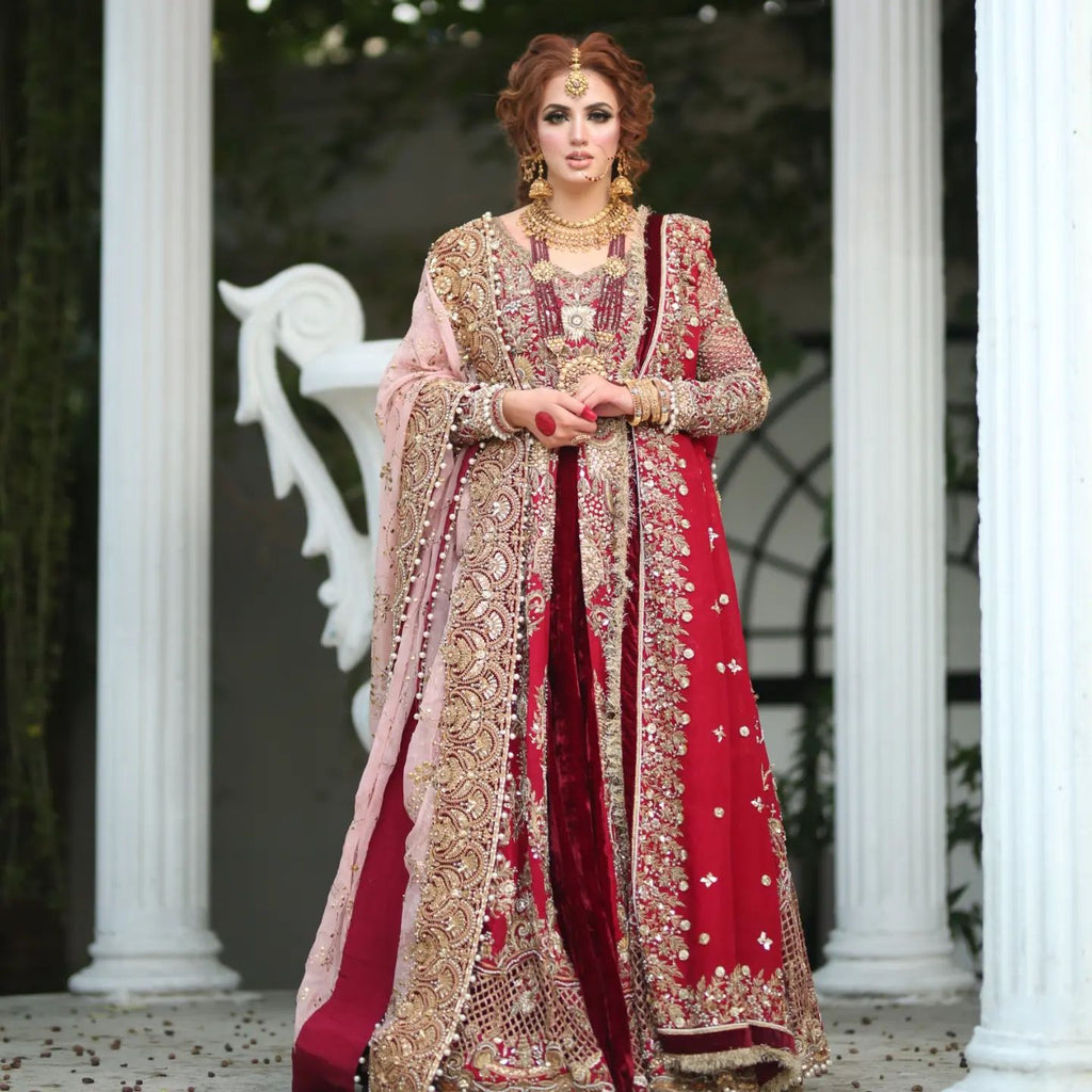 Lehenga & Front Open Gown Pakistani Nikkah Dress – TheDesignerSaree