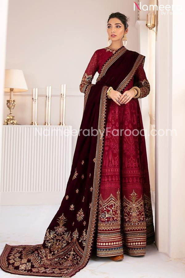 Pakistani Red Long Frock  online