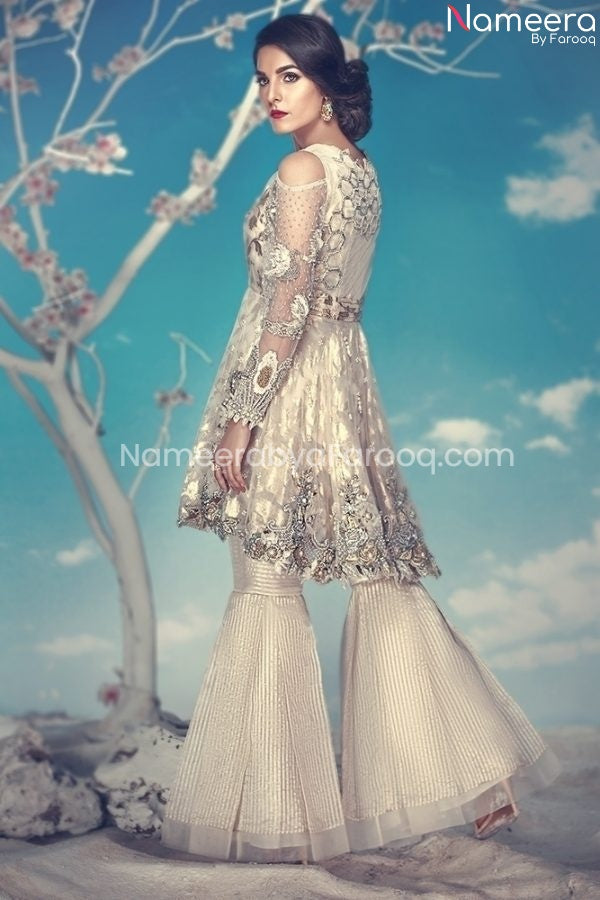 Pakistani Short Frock Asian Wedding Dress White #PN19