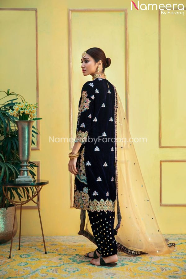 Pakistani Velvet Designer Suits for Wedding Party 2021 – Nameera by Farooq