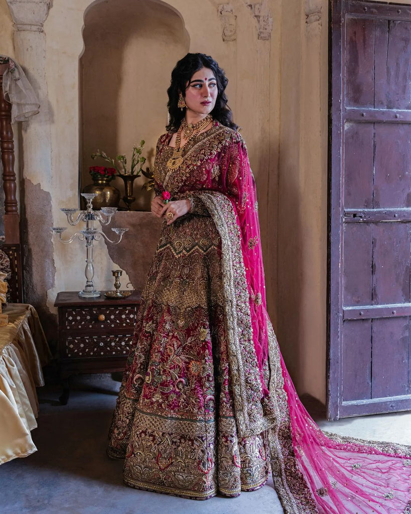 Pretty light pink lehenga with golden embroidery for wedding. See more on  wedmegood.com #wedmegood #india… | Bridal gown styles, Indian bride, Bridal  lehenga choli