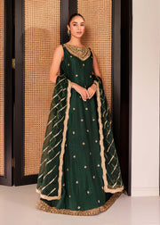 Pakistani Wedding Dress in Green Pishwas Maxi Style