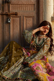 Pakistani Wedding Dress in Green Sharara Kameez Style Online