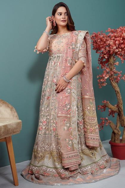 Elegant Pakistani Wedding Dress in Lehenga Frock Style Online – Nameera ...