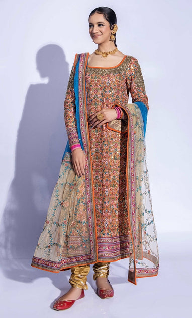 Pakistani Wedding Dress in Long Kameez Churidar Style – Nameera by Farooq