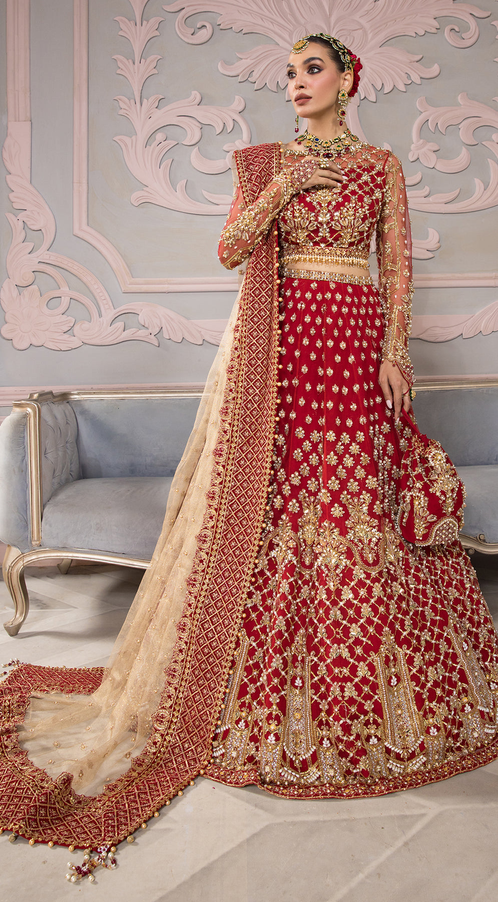 Pakistani Wedding Red Bridal Lehenga for Pakistani Bridal Wear ...