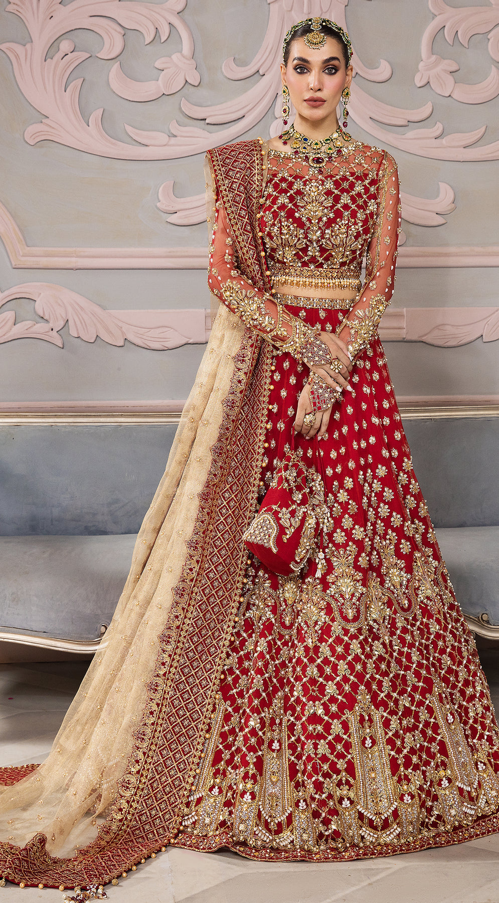 Pakistani Wedding Red Bridal Lehenga for Pakistani Bridal Wear ...
