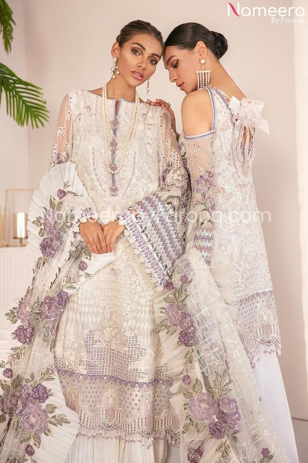 White and store purple pakistani dresses