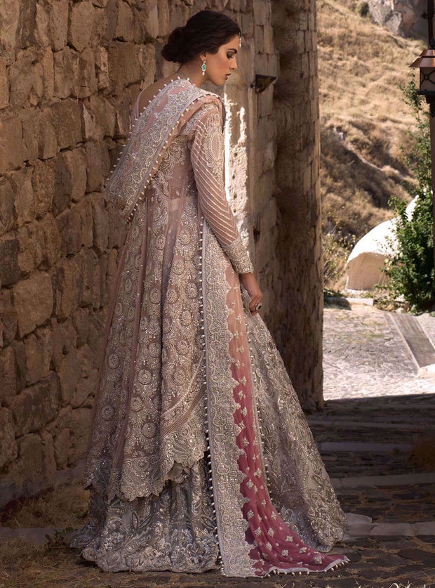 Pakistani Bridal Lehnga with Angrakha style  for Wedding Backside View