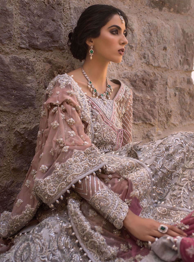 Pakistani Bridal Lehnga with Angrakha style  for Wedding Close Up