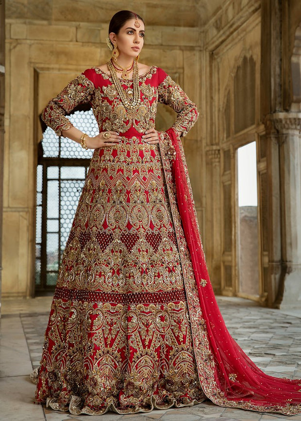 Pakistani Bridal Red Lehnga Dress for Wedding