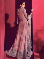 Pakistani Bridal Sharara for Wedding in Pink Color Backside View