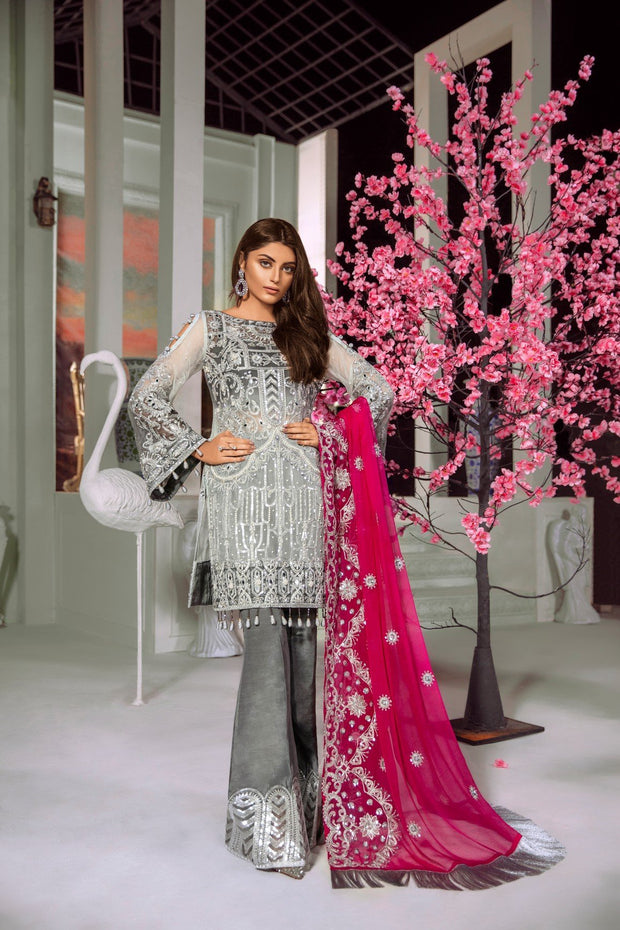 Pakistani Eid Wear Embroidered Chiffon Dress 