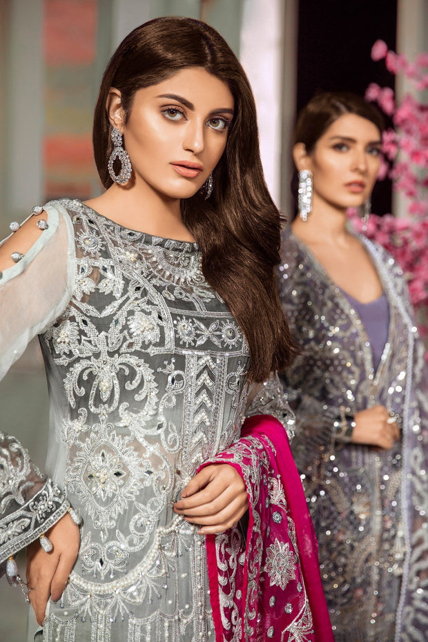 Pakistani Eid Wear Embroidered Chiffon Dress Close Up