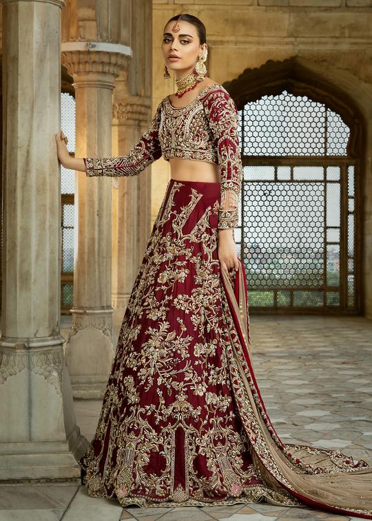 Pakistani Red Bridal Lehnga Choli for Wedding Side Look