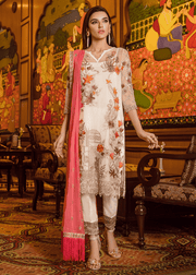 Pakistani chiffon dress embroidered in elegant white color