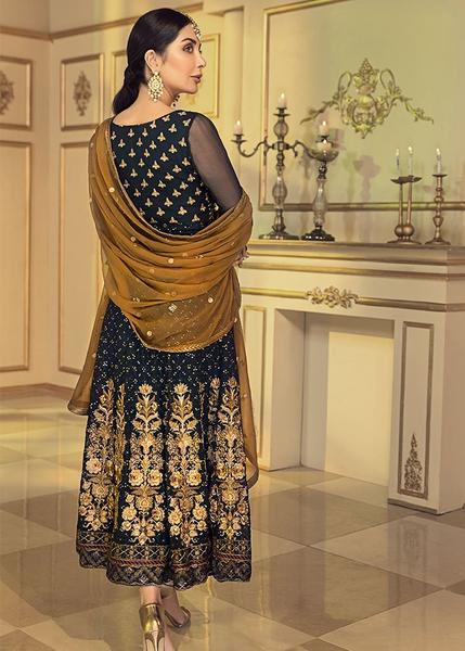 Latest Chiffon embroidered Pakistani eid dress 2020 in black color # P2479