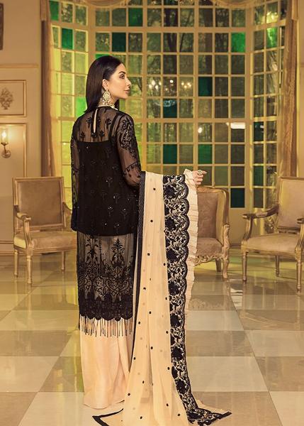 Latest Chiffon embroidered Pakistani Eid wear in black color # P2484