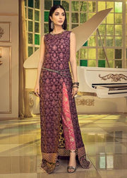 Latest Chiffon embroidered Pakistani Eid wear 2020 in plum color # P2483