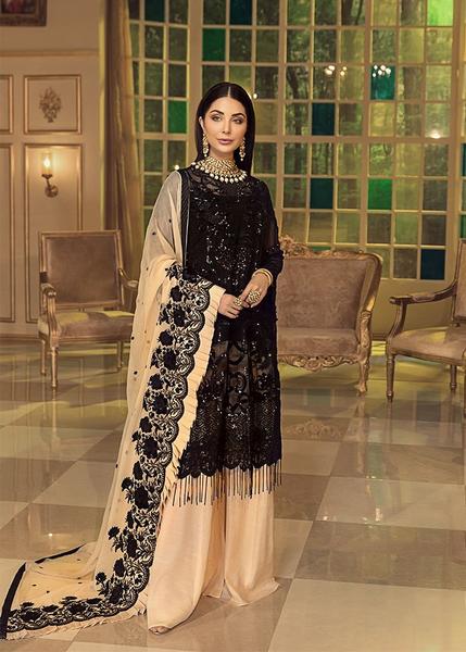 Latest Chiffon embroidered Pakistani Eid wear in black color