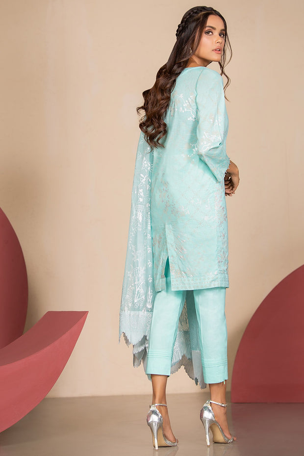 Latest Summer Pakistani printed lawn outfit in ice blue color # P2500