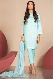 Latest Summer Pakistani printed lawn outfit in ice blue color